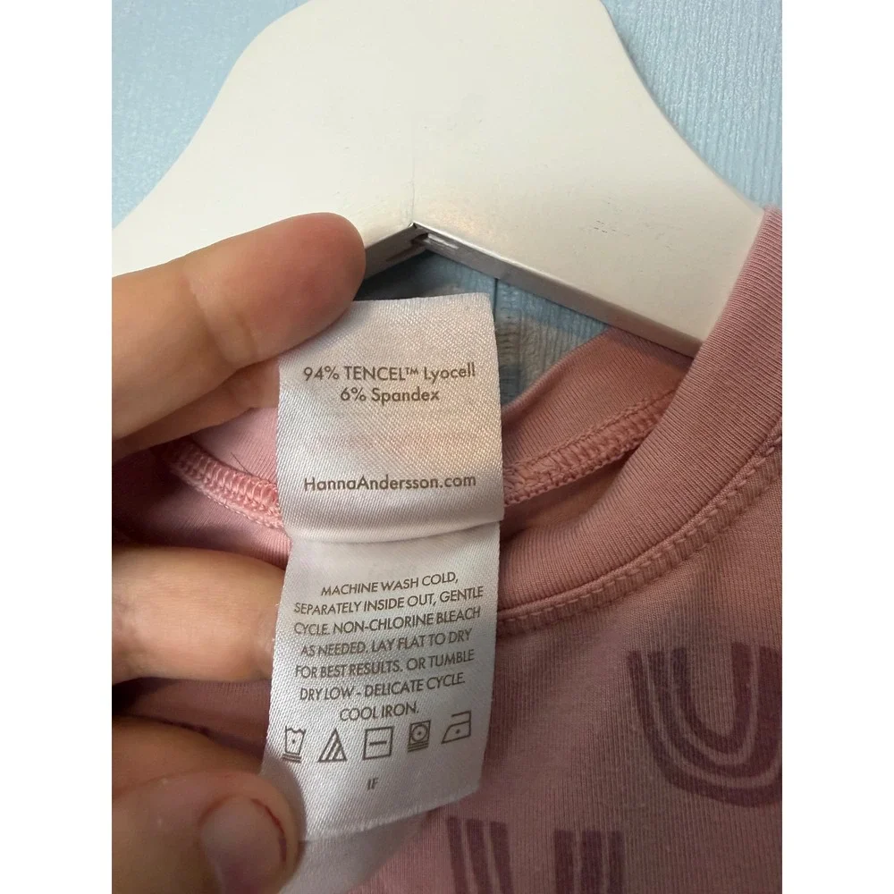 Hanna Andersson Hannasoft Pink Rainbow Tencel Pajama Set Kids Size 2T 85cm